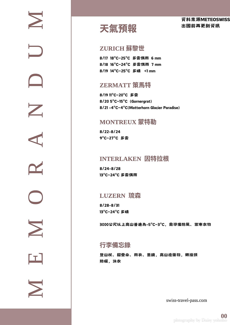 瑞士旅人誌 Eilot 縱覽瑞士16天